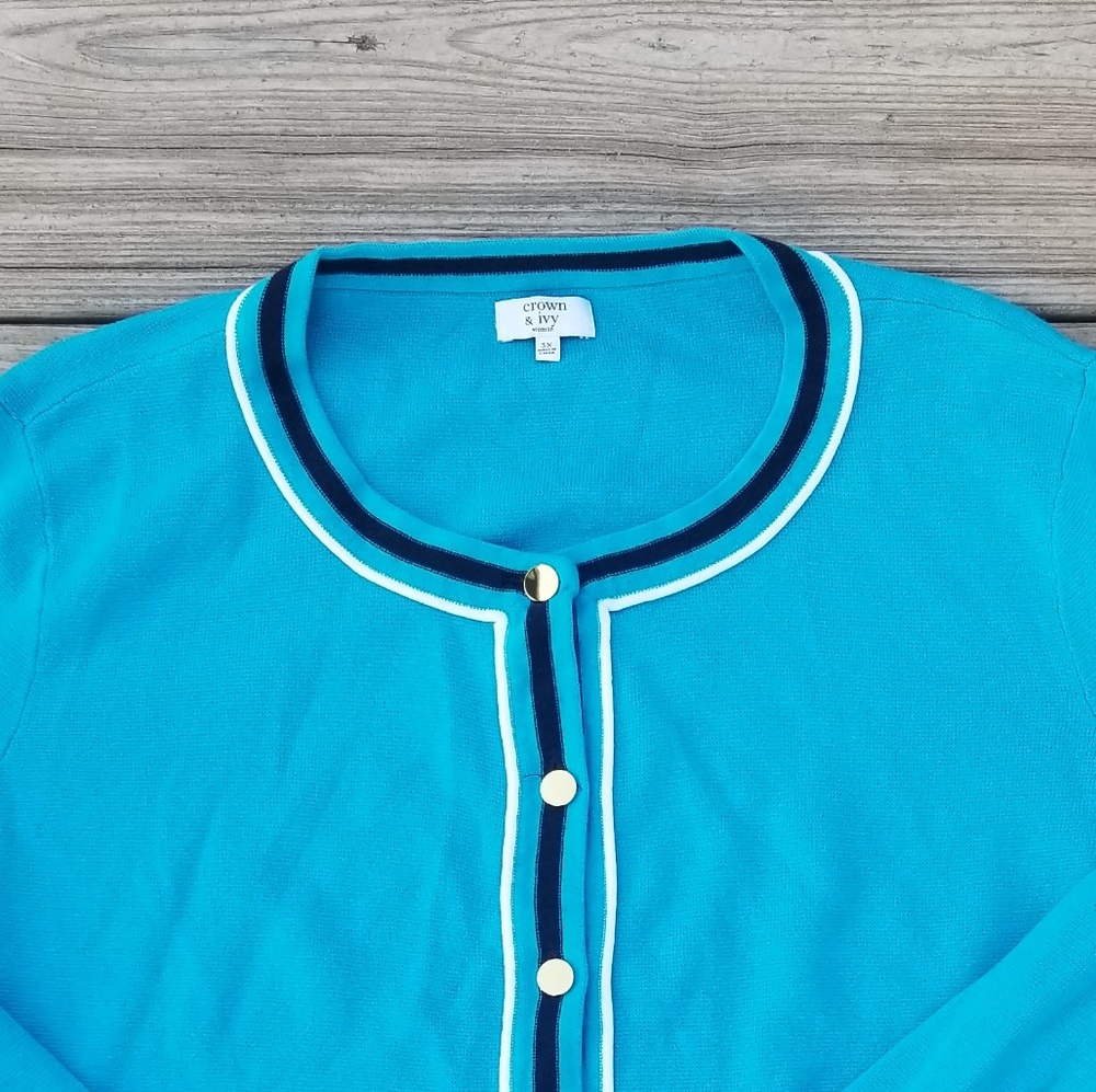 Crown & Ivy Teal Cardigan Size 3X